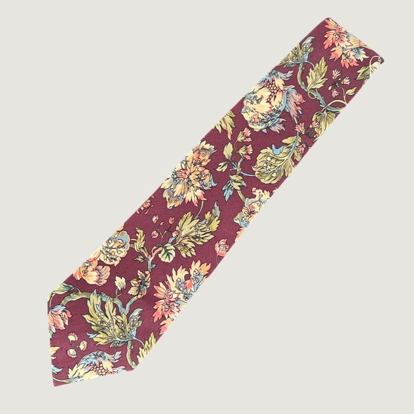 Polo Ralph Lauren Other - Polo Ralph Lauren Mens Silk Tie Burgundy Floral Paisley Hand Made USA 3.75 Wide